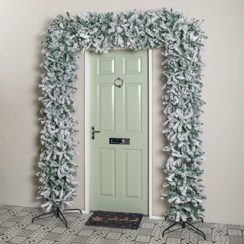 Image of 8ft (2.30m) Samuel Alexander Single Door Snow Flocked Christmas Tree Flat Top Arch with 2000 Tips