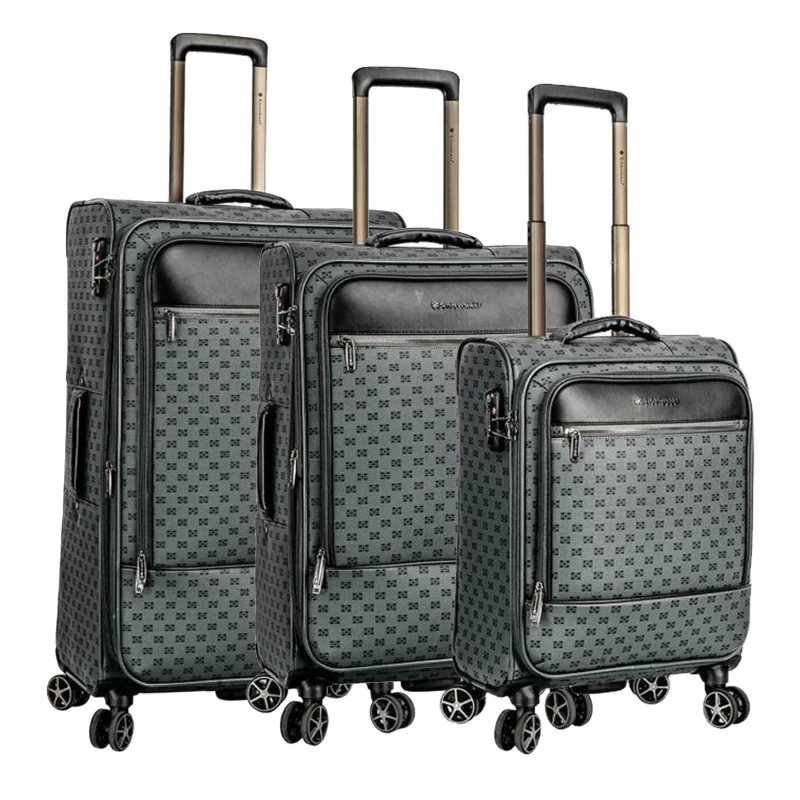 Image of Infinity Leather Expandable Travel Luggage Strong Soft Shell Suitcases in Grey Size: Small Grey Unisex Small
