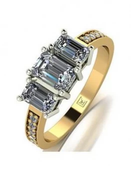 Image of Moissanite Lady Lynsey 9Ct Gold 1.20Ct Shoulder Set Emerald Cut Trilogy Ring