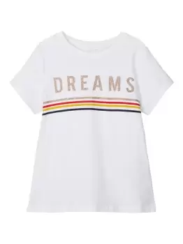 Image of NAME IT Glitter Print T-Shirt Women White