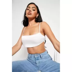 Image of I Saw It First White Satin Pleated Extreme Co-Ord Crop Top - White