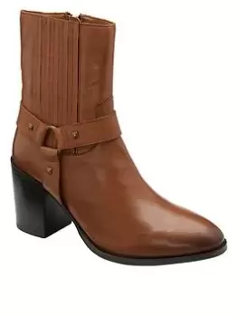 Image of Ravel Ohey Tan Leather Western Ankle Boot, Brown, Size 5, Women