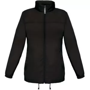 Image of B&C Womens/Ladies Sirocco Lightweight Windproof, Showerproof & Water Repellent Jacket (S) (Black)