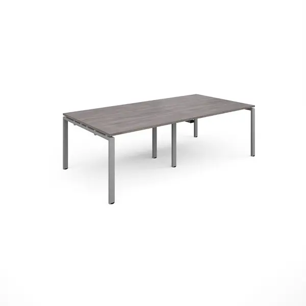 Image of Adapt Rectangular Office Boardroom Table - Grey Oak - Silver Frame - W2400mm