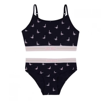 Image of Jack Wills Kids Girls Multipack Bralette And Brief Set - Navy/Pink
