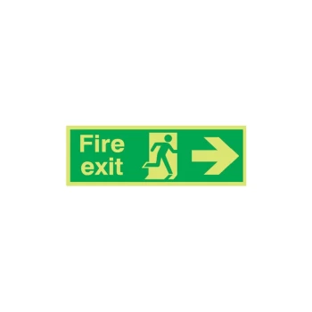 Image of Fire Exit Arrow Right Photoluminescent Vinyl Sign - 450 X 150MM