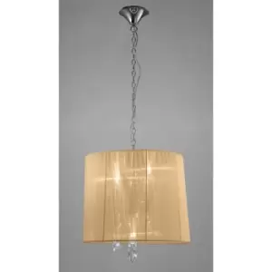 Image of Tiffany pendant lamp 3+3 E14+G9 bulbs, polished chrome with bronze shade & transparent crystal