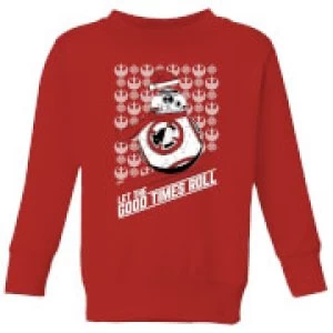 Image of Star Wars Let The Good Times Roll Kids Christmas Sweatshirt - Red - 5-6 Years
