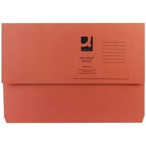 Image of Q-Connect Document Wallet Foolscap Orange Pack of 50 KF23014