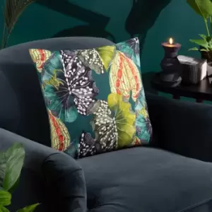 Image of Ebon Wilds Sekua Cushion Teal, Teal / 43 x 43cm / Polyester Filled