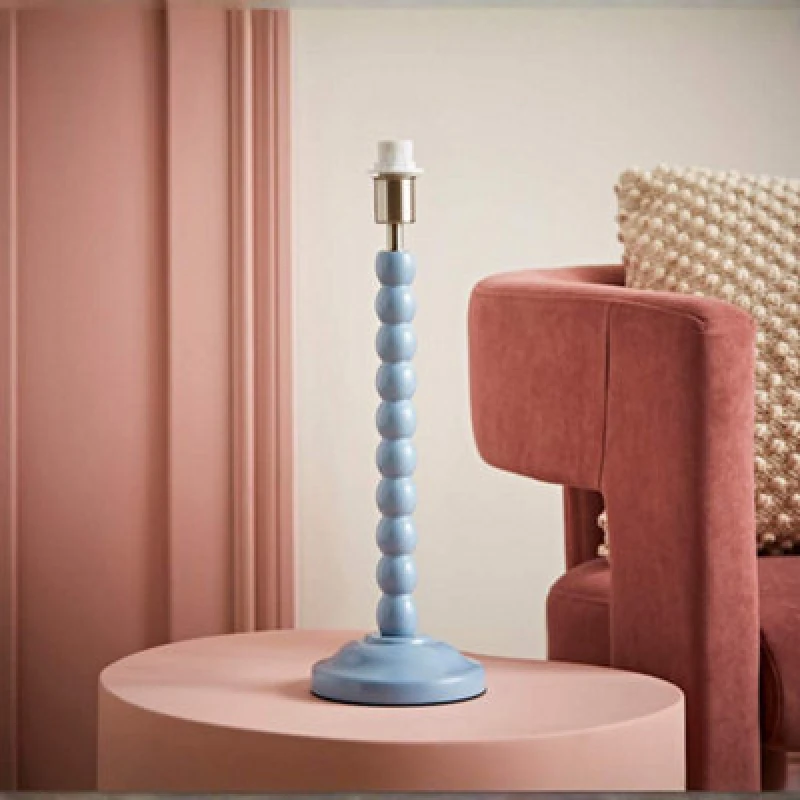Image of ValueLights Bobbins Powder Blue Table Lamp Base Light Blue