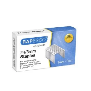 Image of Rapesco 24/8mm Galvanised Staples Box of 1000