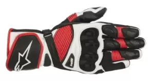 Image of Alpinestars SP-1 v2 Motorcycle Leather Gloves, black-white-red Size M black-white-red, Size M