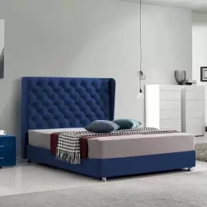 Image of Ondra Upholstered Beds - Plush Velvet, Single Size Frame, Blue - Blue