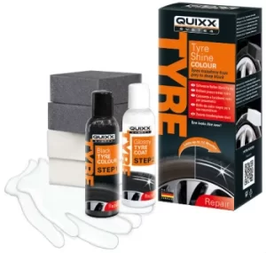 Image of QUIXX Car Detail Vehicle Restore Long Lasting Tyre Shine Gloss Colour Kit QTSC1