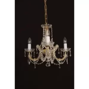 Image of Impex Marie Theresa Glass Gold 3 Arm Chandelier