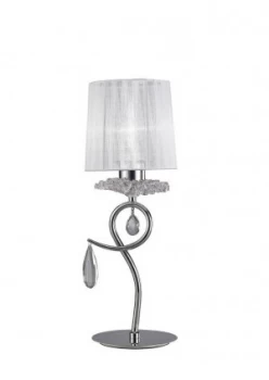 Image of Table Lamp 1 Light E27 with White Shade Polished Chrome, Clear Crystal
