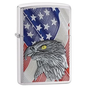 Image of Zippo USA Flag with Eagle Emblem Chrome Regular Windproof Lighter