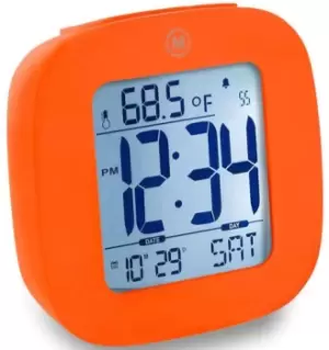Image of Marathon Clock Compact Alarm Temperature & Date Orange