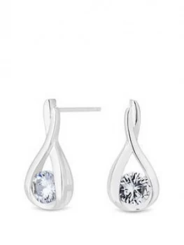 Image of Simply Silver Sterling Silver Cubic Zirconia Solitaire Twist Drop Earrings