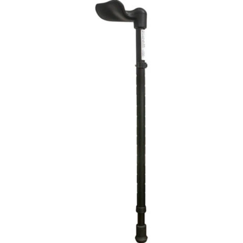 Image of Loops Left Handed Ergonomic Handled Walking Stick - Telescopic Height - Matt Black Black