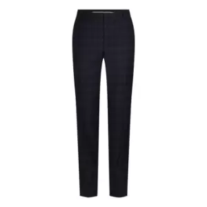 Image of Calvin Klein Flannel Check Wool Trousers - Navy