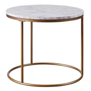 Image of Teamson Home Round Side Table Modern Design Faux Marble Brass Marmo