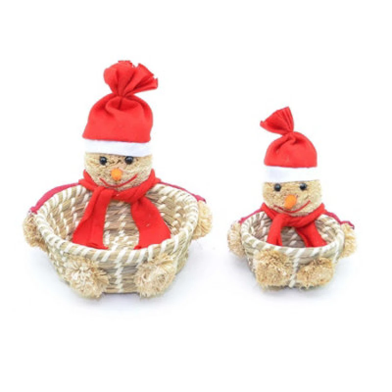 Image of Shatchi Handmade Snowman Christmas Baskets Set Xmas Home decor Shop Pub Sweet Decorations, Multi Multi