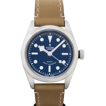 Image of Black Bay 36 Automatic Blue Dial Beige Leather Strap Mens Watch