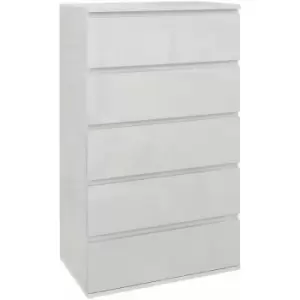 Image of Homcom - Bedroom Chest of Drawers, High Gloss 5 Drawers Dresser, Drawer Unit - White