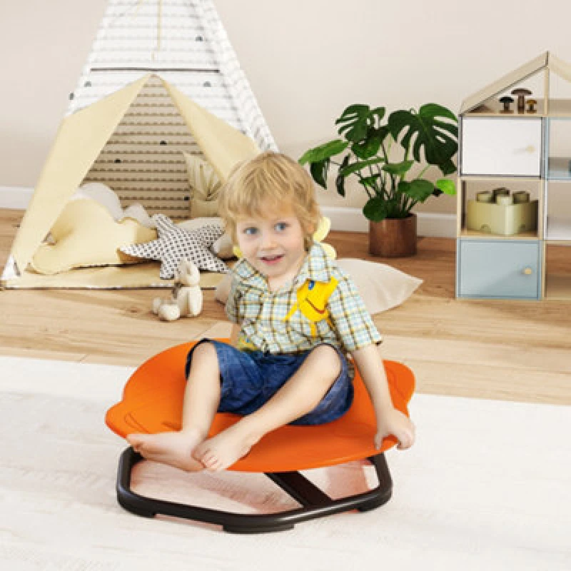 Image of AIYAPLAY Planet-Shaped Kids Swivel Chair, Sensory Spinning Chair, Orange 331-091V00OG