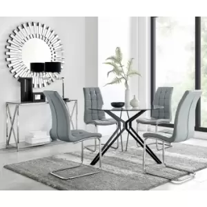 Image of Cascina Dining Table and 4 Grey Murano Chairs - Elephant Grey
