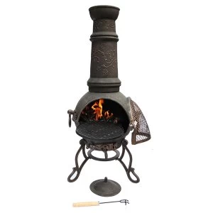 Image of Gardeco Toledo Cast Iron Chiminea with Floral Design - Extra-Large