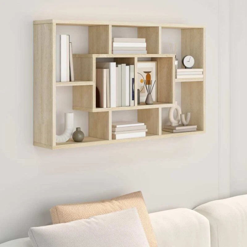 Image of Vidaxl Wall Shelf Sonoma Oak 85X16X52.5cm Engineered Wood, Brown 801421
