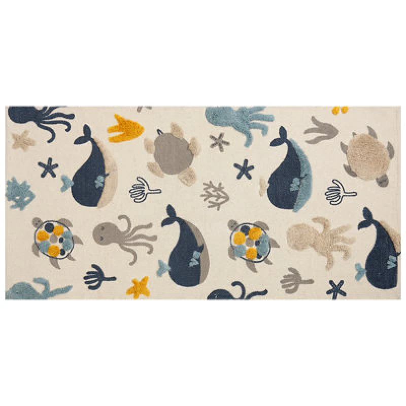Image of Beliani Kids Rug Porsea Multicolour 80 X 150 Cm Cotton