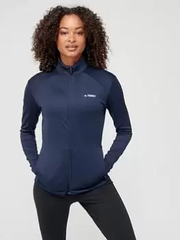 Image of adidas Womens Mountain Full Zip Fleece - Navy, Size S, Women