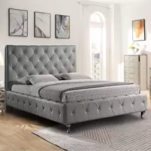 Image of Envisage Trade - Barella Upholstered Beds - Plush Velvet, Single Size Frame, Grey - Grey