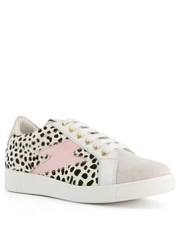 Image of Dune London Energised Leather Lightening Bolt Trainer - Black/white, Black/White, Size 39, Women