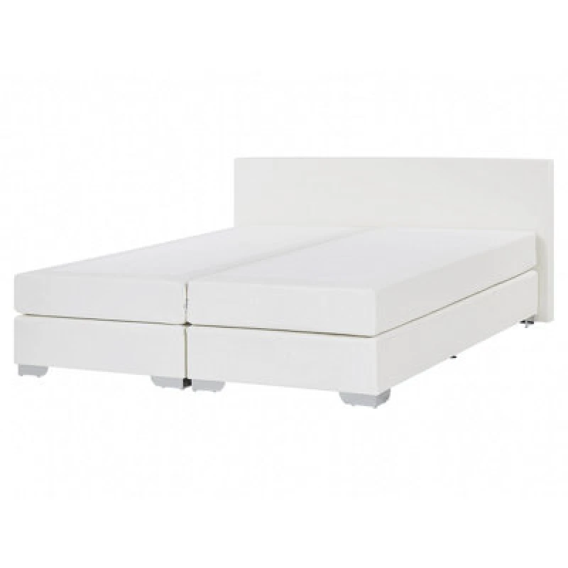 Image of Beliani Divan Bed Faux Leather President 160 X 200 Cm (Eu King Size) White
