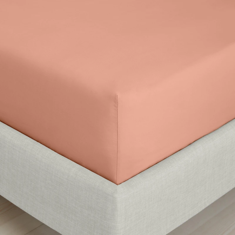 Image of Bianca '200 Thread Count Cotton Percale' 32cm Depth Sheet Terracotta