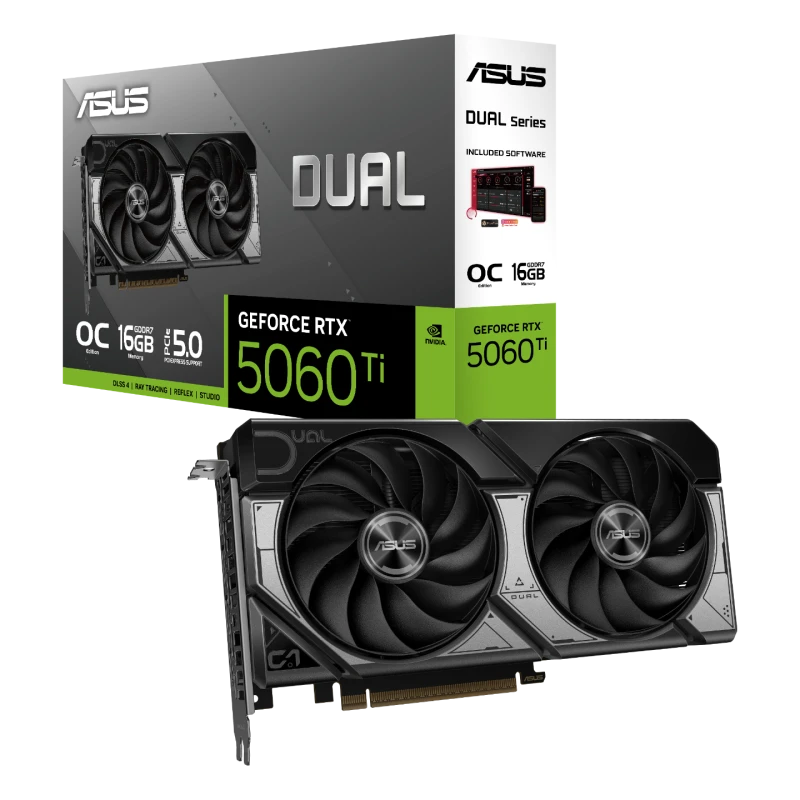 Image of ASUS Dual GeForce RTX 5060 Ti 16GB GDDR7 OC Edition 90YV0MH0-M0NA00