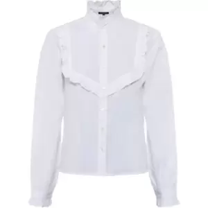 Image of French Connection Zaves Organic Poplin Ruffle Blouse - White
