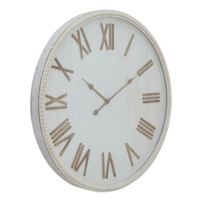 Image of Large Rustic White Clock With Beaded Frame