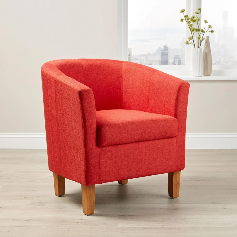 Image of Home Source Bedford Small Padded Tub Accent Occasional Armchair Orange