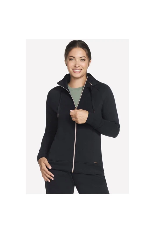 Image of Skechers Womens Skechluxe Elevate Hooded Jacket in Black Size: Medium Black Female M