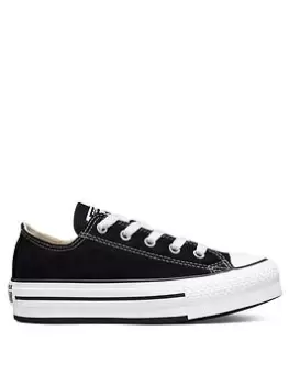 Image of Converse Chuck Taylor All Star Ox Childrens Girls Eva Lift Canvas Platform Trainers -Black/White, Size 2