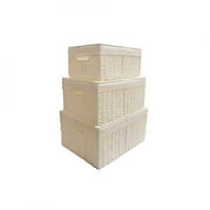 Image of ARPAN Storage Basket Paper Rope White 25.5 x 28 x 28cm Set of 3
