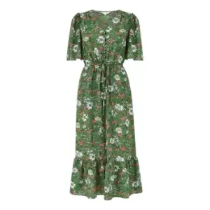 Image of Yumi Green Daisy Print Midi Dress - Green