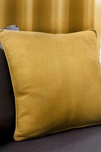 Image of Fusion 'Sorbonne' Luxury Plain Dyed Filled Cushion 100% Cotton Mustard