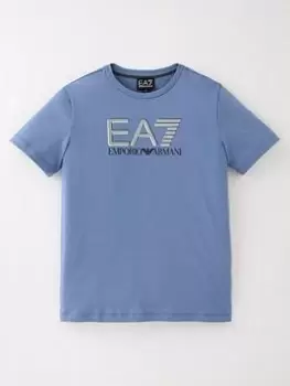Image of EA7 Emporio Armani Boys Visibility Logo T-Shirt - Country Blue, Country Blue, Size 10 Years